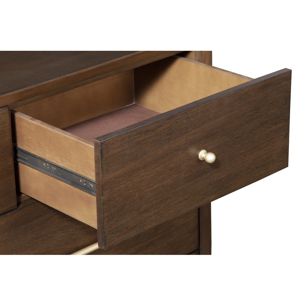 Alpine Furniture - Flynn Mid Century Modern 7 Drawer Dresser, Walnut - 966WAL-03 view 4