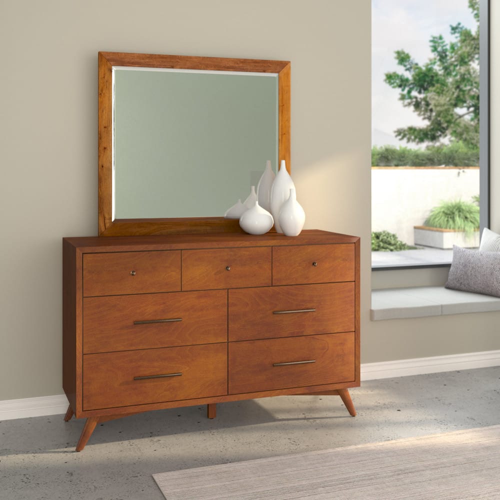 Alpine Furniture - Flynn Mid Century Modern Mirror, Acorn - 966-06 view 2