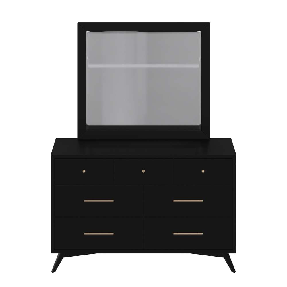 Alpine Furniture - Flynn Mid Century Modern Mirror, Black - 966BLK-06 veiw 2
