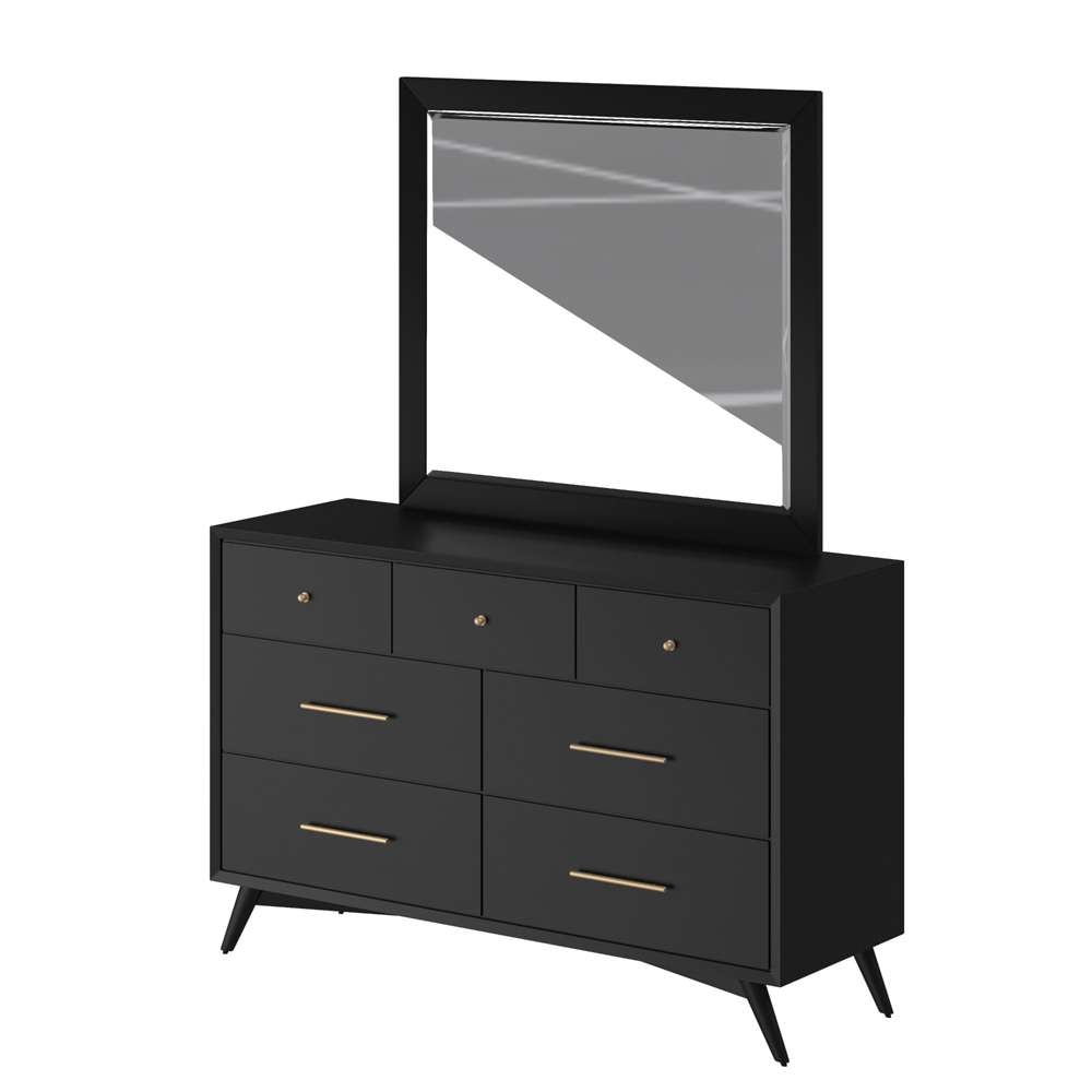 Alpine Furniture - Flynn Mid Century Modern Mirror, Black - 966BLK-06 veiw 3
