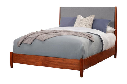 Alpine Furniture - Flynn Mid Century Modern Two Tone California King Panel Bed, Acorn/Grey - 999-07CK view 1