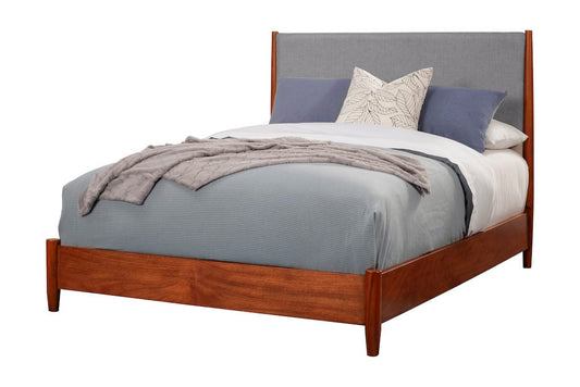 Alpine Furniture - Flynn Mid Century Modern Two Tone California King Panel Bed, Acorn/Grey - 999-07CK view 1