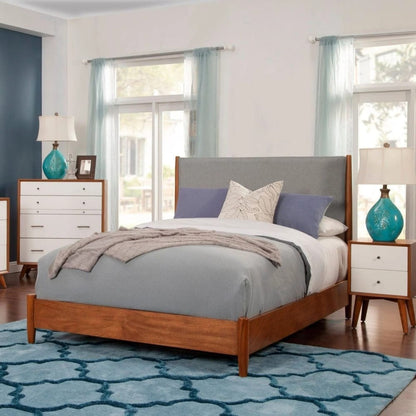 Alpine Furniture - Flynn Mid Century Modern Two Tone Queen Panel Bed, Acorn/Grey - 999-01Q view 7