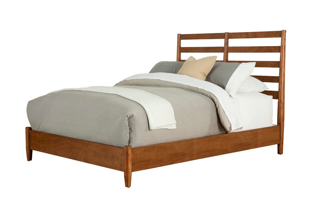 Alpine Furniture - Flynn Retro Queen Bed, w/Slat Back Headboard, Acorn - 1066-21Q veiw 1
