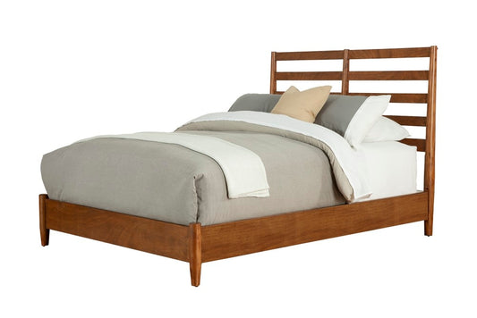 Alpine Furniture - Flynn Retro Queen Bed, w/Slat Back Headboard, Acorn - 1066-21Q veiw 1