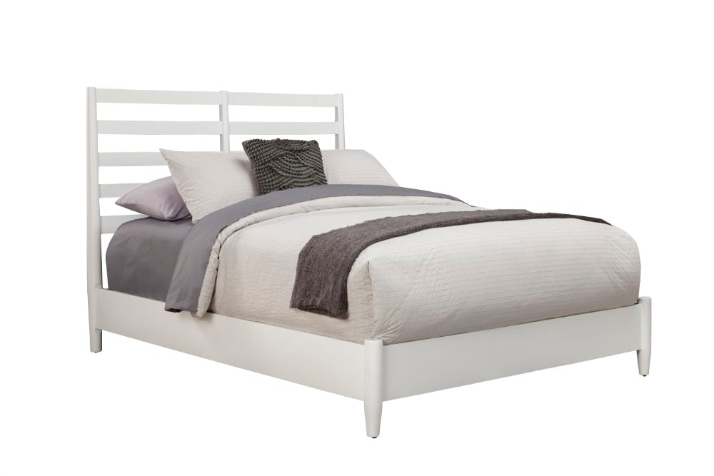 Alpine Furniture - Flynn Retro Queen Bed, w/ Slat Back Headboard, White - 1066-W-21Q veiw 1