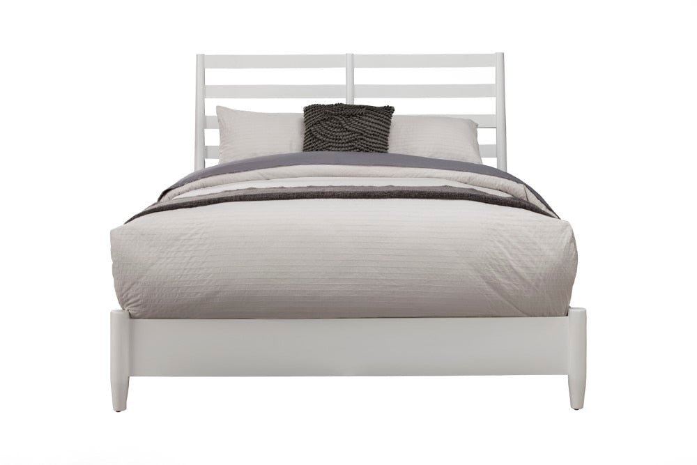 Alpine Furniture - Flynn Retro Queen Bed, w/ Slat Back Headboard, White - 1066-W-21Q veiw 3