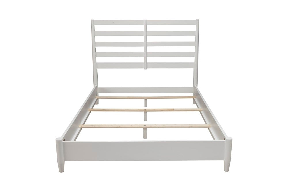 Alpine Furniture - Flynn Retro Queen Bed, w/ Slat Back Headboard, White - 1066-W-21Q veiw 4