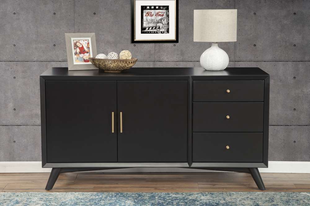 Alpine Furniture - Flynn Sideboard, Black - 966BLK-64 veiw 2