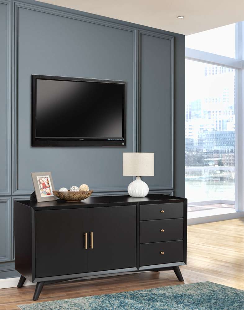 Alpine Furniture - Flynn Sideboard, Black - 966BLK-64 veiw 3