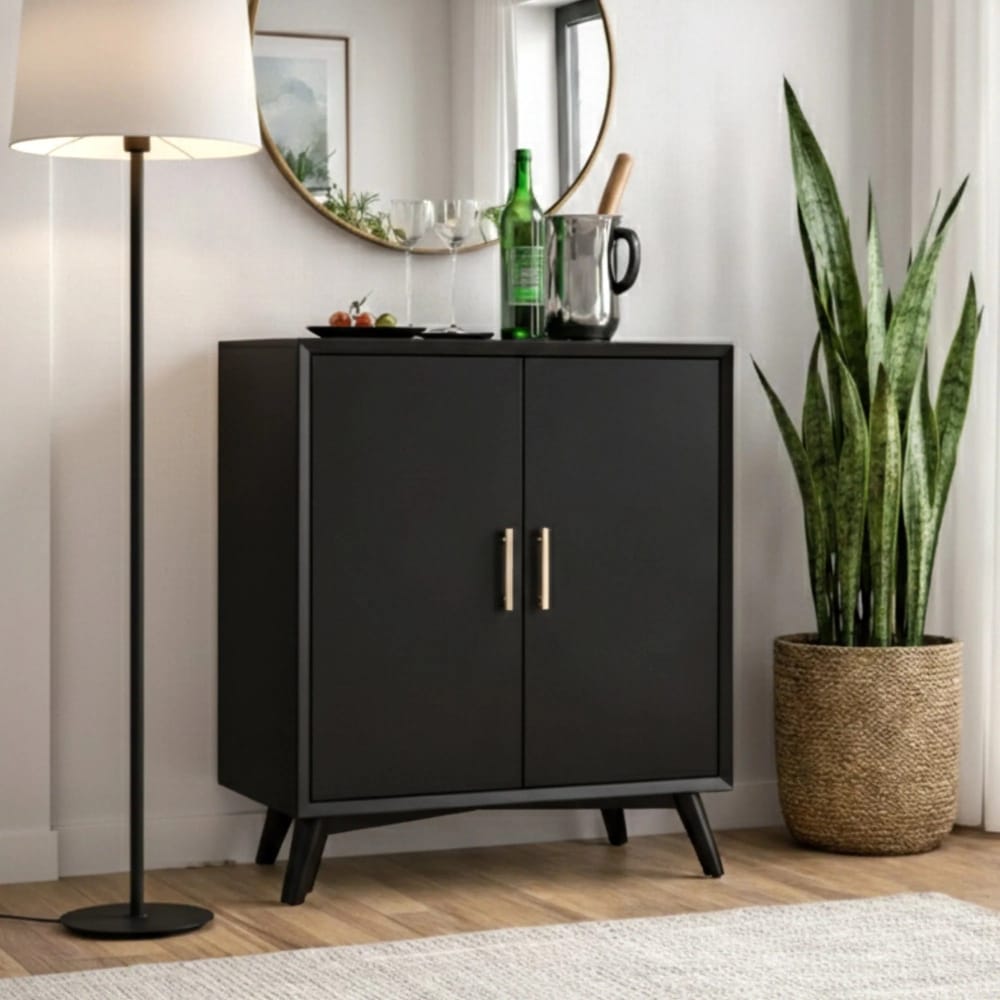 Alpine Furniture - Flynn Small Bar Cabinet, Black - 966BLK-17 view 7