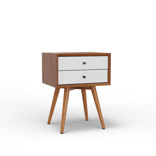 Alpine Furniture - Flynn Small Nightstand, Acorn & White - 999-32 view 1