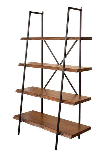 Alpine Furniture - Live Edge 4 Shelf Bookshelf, Light Walnut - 1968-69 veiw 1