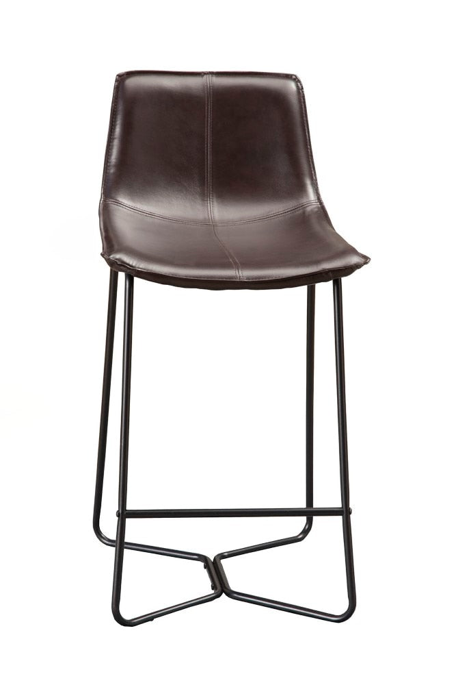 Alpine Furniture - Live Edge Bonded Leather Pub Chairs, Dark Brown (Set of 2) - 1968-43 veiw 1