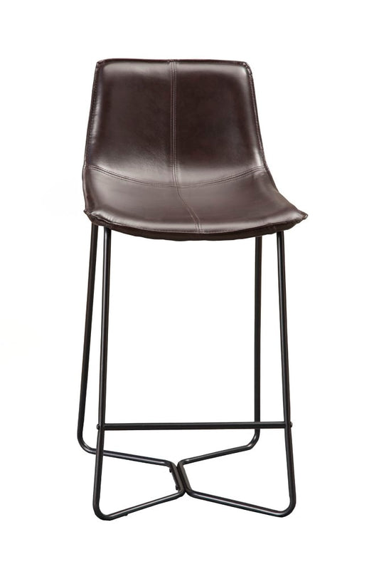 Alpine Furniture - Live Edge Bonded Leather Pub Chairs, Dark Brown (Set of 2) - 1968-43 veiw 1