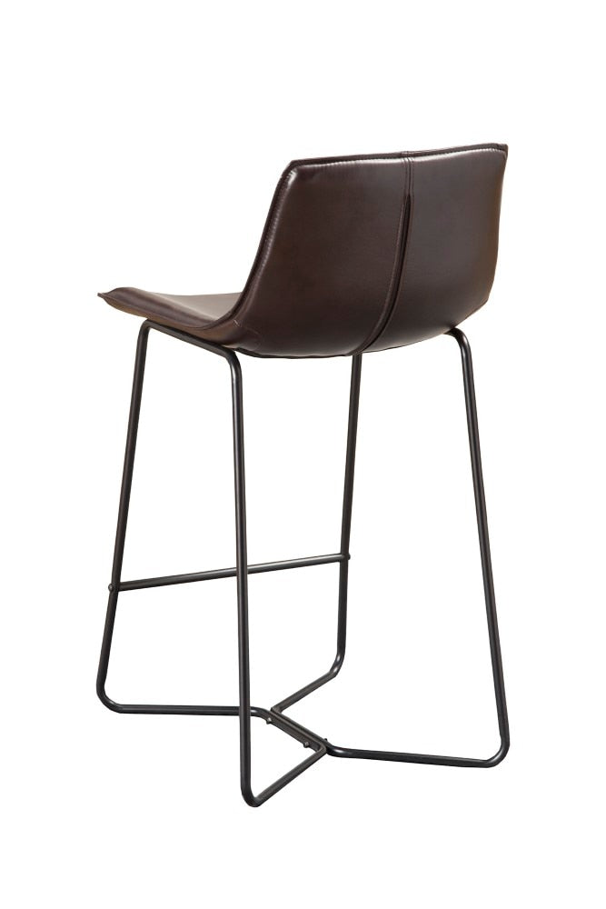 Alpine Furniture - Live Edge Bonded Leather Pub Chairs, Dark Brown (Set of 2) - 1968-43 veiw 3