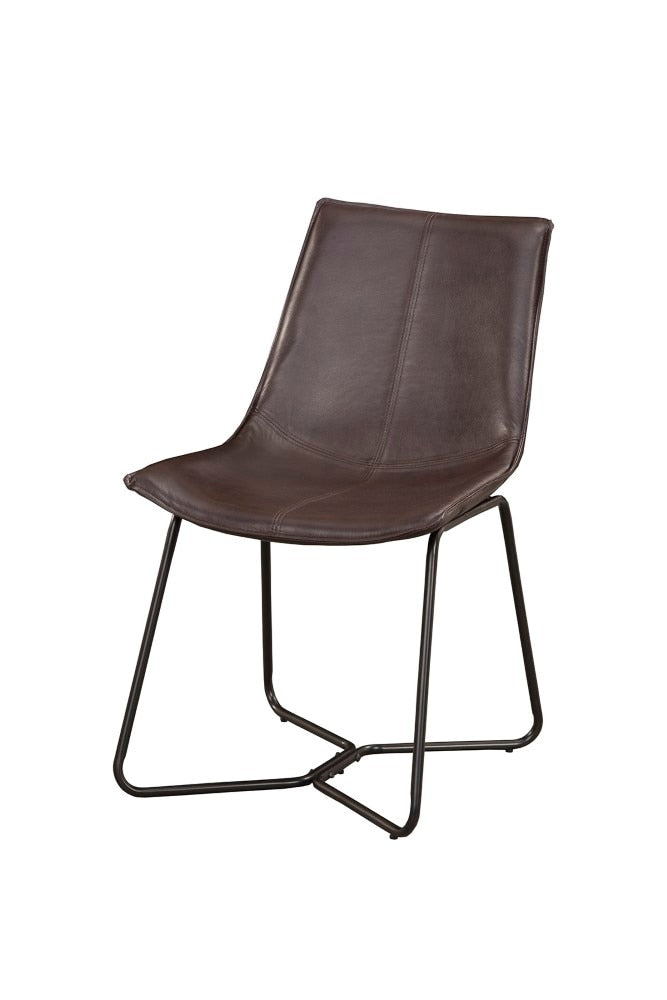 Alpine Furniture - Live Edge Bonded Leather Side Chairs, Dark Brown (Set of 2) - 1968-03 veiw 1