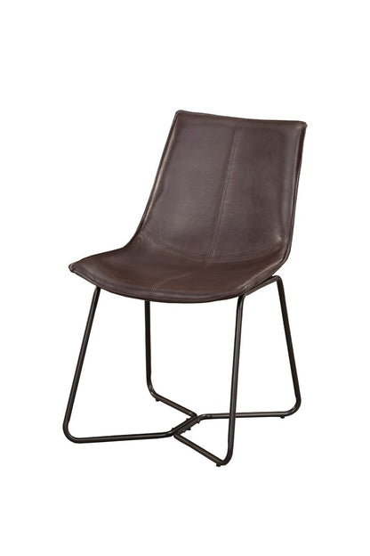 Alpine Furniture - Live Edge Bonded Leather Side Chairs, Dark Brown (Set of 2) - 1968-03 veiw 1