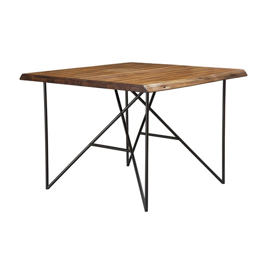 Alpine Furniture - Live Edge Solid Wood Pub Table w/Metal Legs, Light Walnut - 1968-48 view 1