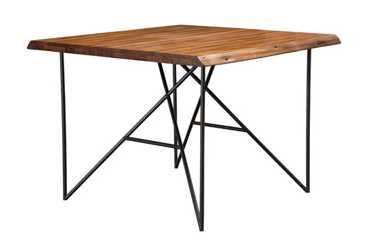 Alpine Furniture - Live Edge Solid Wood Pub Table w/Metal Legs, Light Walnut - 1968-48 veiw 1