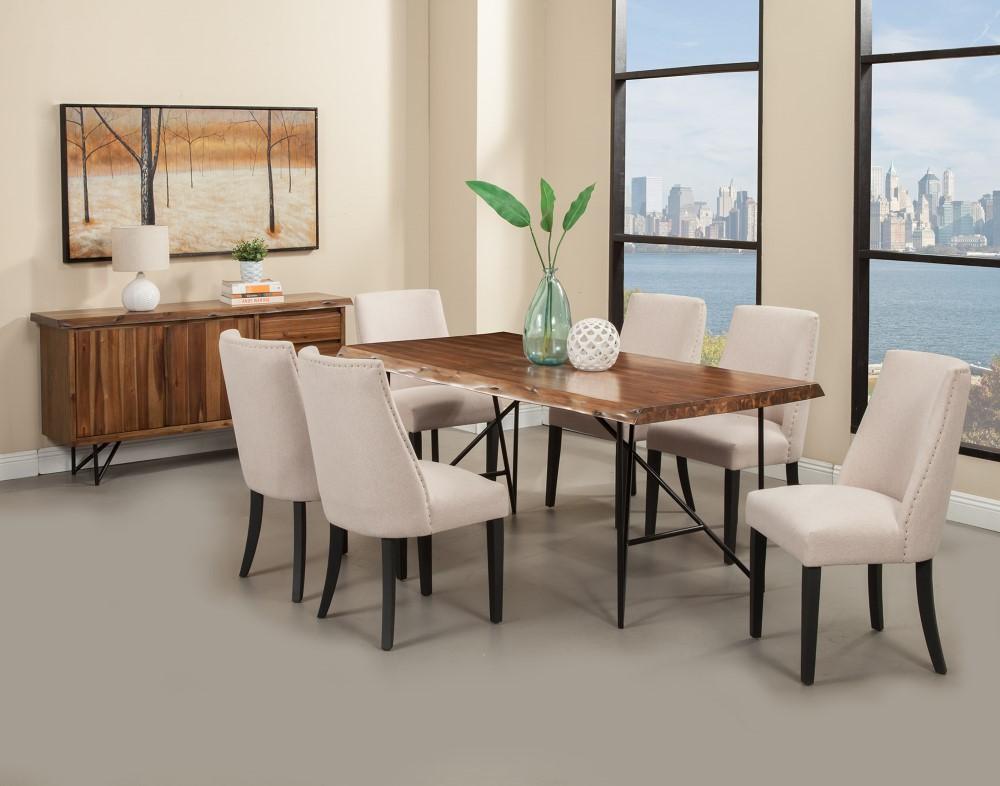 Alpine Furniture - Live Edge Upholstered Parson Chairs, Cream/Black (Set of 2) - 1968-02 veiw 2