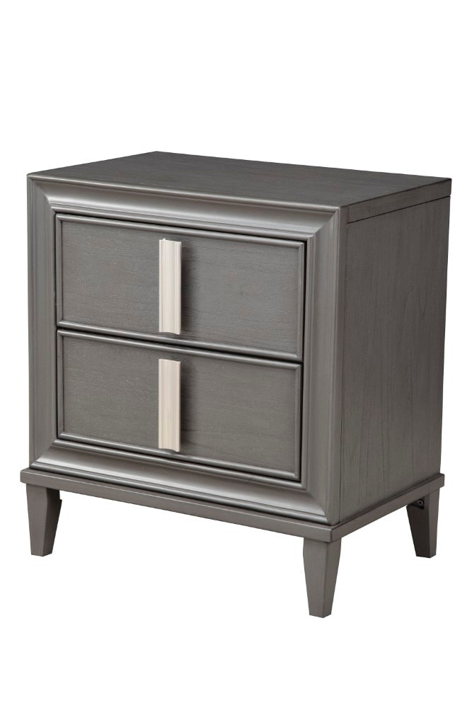 Alpine Furniture - Lorraine 2 Drawer Nightstand, Dark Grey - 8171-02 veiw 1