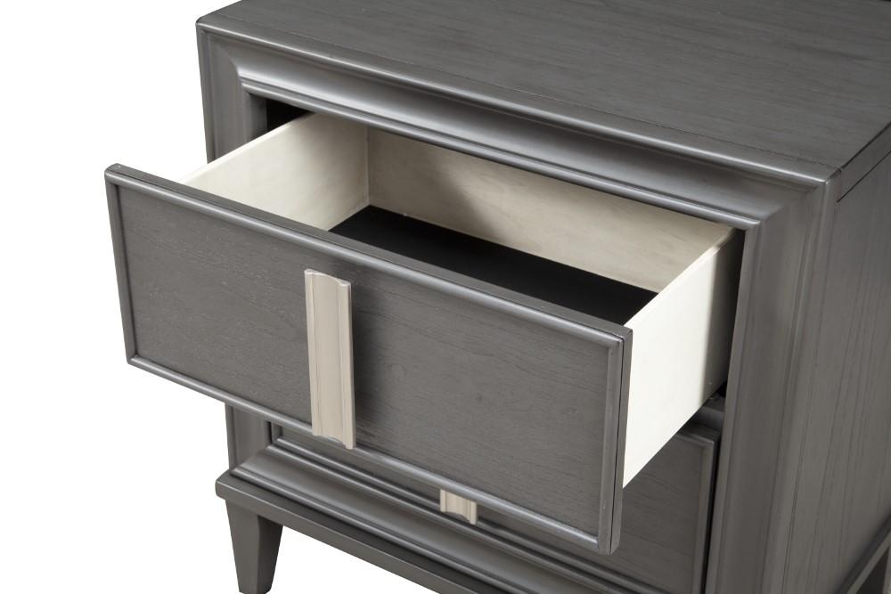 Alpine Furniture - Lorraine 2 Drawer Nightstand, Dark Grey - 8171-02 veiw 2