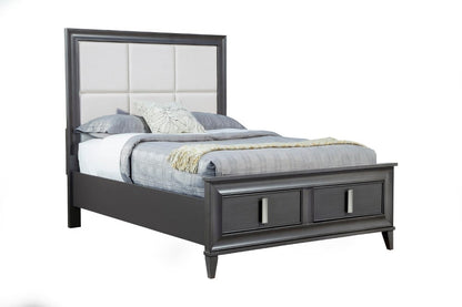 Alpine Furniture - Lorraine Queen Storage Footboard Platform Bed, Dark Grey - 8171-01Q veiw 1