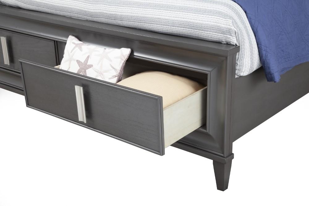 Alpine Furniture - Lorraine Queen Storage Footboard Platform Bed, Dark Grey - 8171-01Q veiw 8