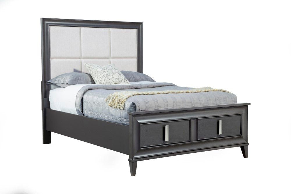 Alpine Furniture - Lorraine Standard King Storage Footboard Platform Bed, Dark Grey - 8171-07EK veiw 1