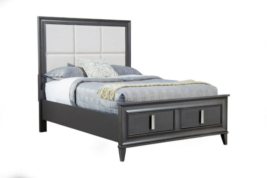 Alpine Furniture - Lorraine Standard King Storage Footboard Platform Bed, Dark Grey - 8171-07EK veiw 1