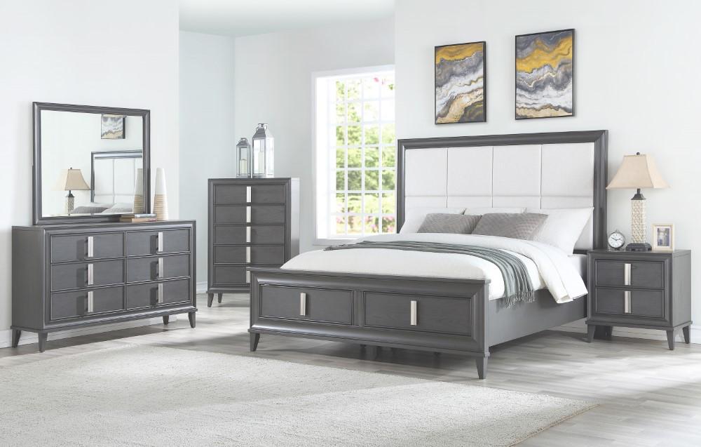 Alpine Furniture - Lorraine Standard King Storage Footboard Platform Bed, Dark Grey - 8171-07EK veiw 2