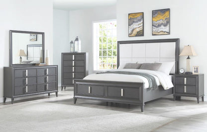 Alpine Furniture - Lorraine Standard King Storage Footboard Platform Bed, Dark Grey - 8171-07EK veiw 2