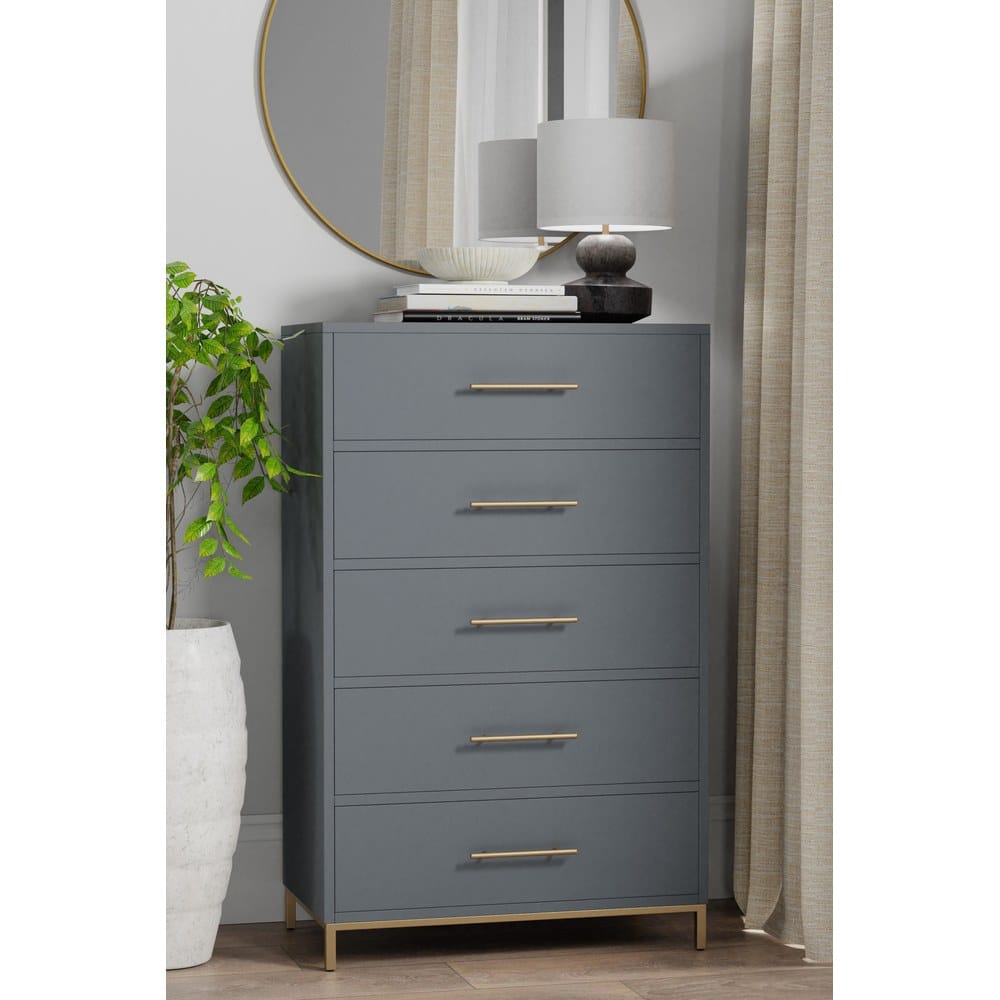 Alpine Furniture - Madelyn Five Drawer Chest, Slate Gray - 2010G-05 view 3