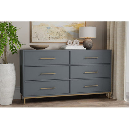 Alpine Furniture - Madelyn Six Drawer Dresser, Slate Gray - 2010G-03 view 3