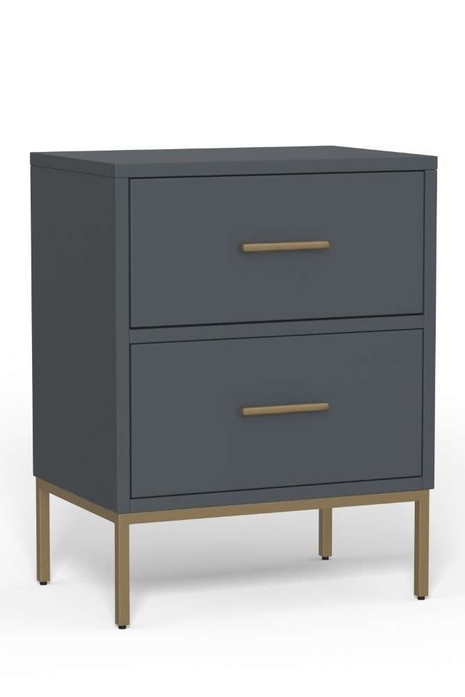 Alpine Furniture - Madelyn Two Drawer Nightstand, Slate Gray - 2010G-02 veiw 3