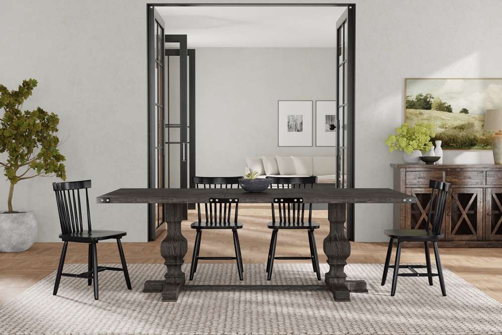 Alpine Furniture - Manchester Trestle Wood Dining Table, Charcoal - 3868CHA-01 veiw 2