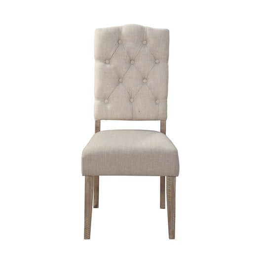 Alpine Furniture - Newberry Button Tufted Parson Chairs, Weathered Natural (Set of 2) - 2068-02 view 1