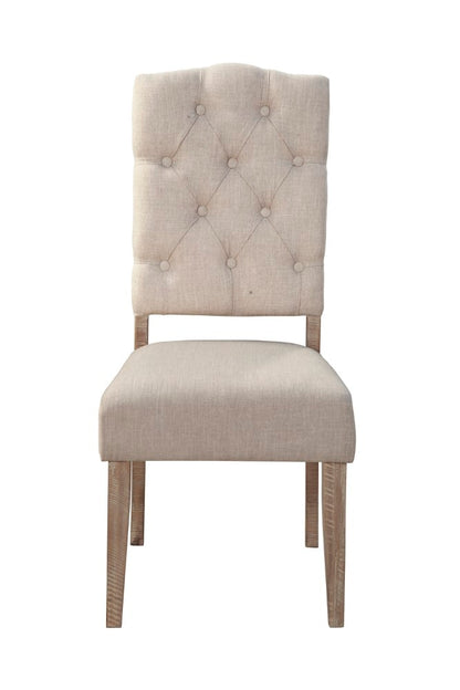 Alpine Furniture - Newberry Button Tufted Parson Chairs, Weathered Natural (Set of 2) - 2068-02 veiw 1