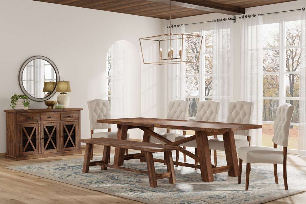 Alpine Furniture - Newberry Rectangular Wood Dining Table, Medium Brown - 4068-01 veiw 1