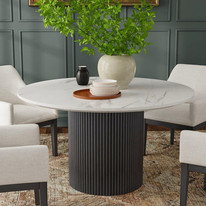 Alpine Furniture - Reba Quartz Top Round Dining Table, Black - 5868BLK-QUA-25 view 9