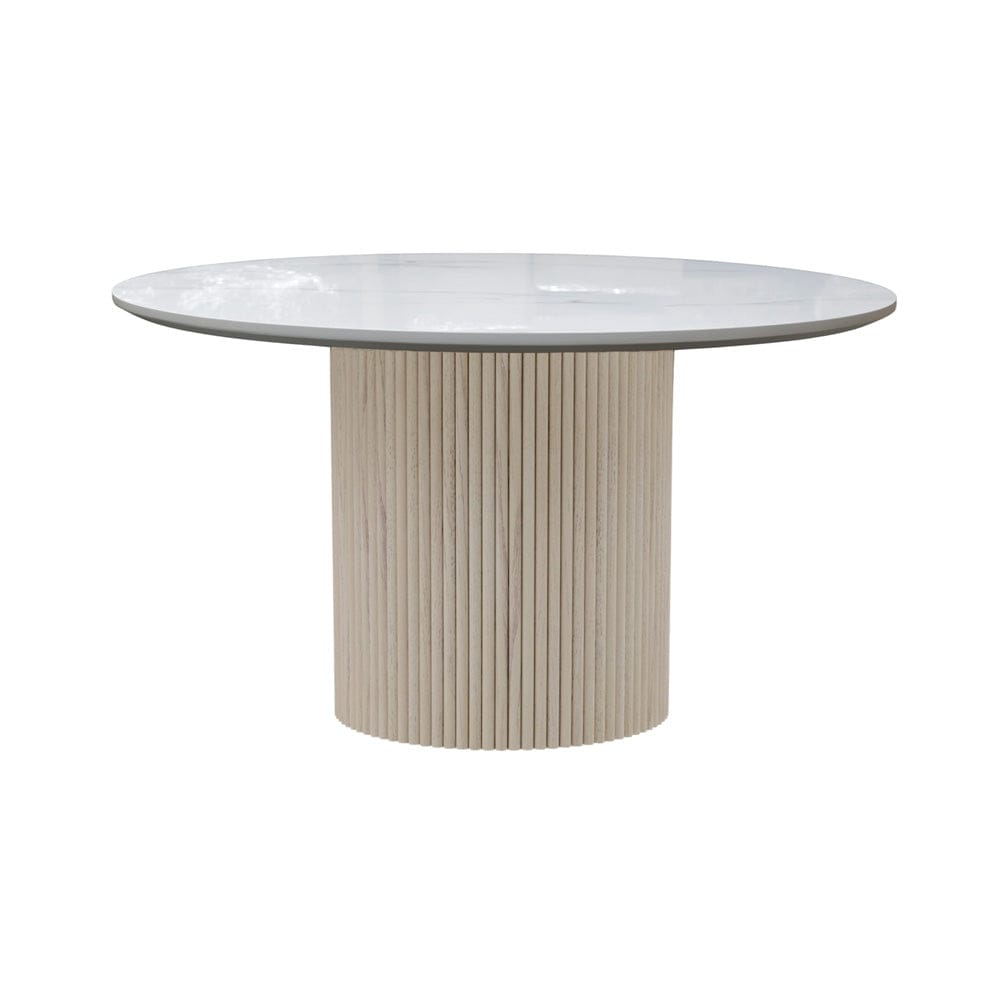 Alpine Furniture - Reba Quartz Top Round Dining Table, White Wash Base - 5868W-QUA-25 view 1
