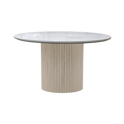 Alpine Furniture - Reba Quartz Top Round Dining Table, White Wash Base - 5868W-QUA-25 view 1