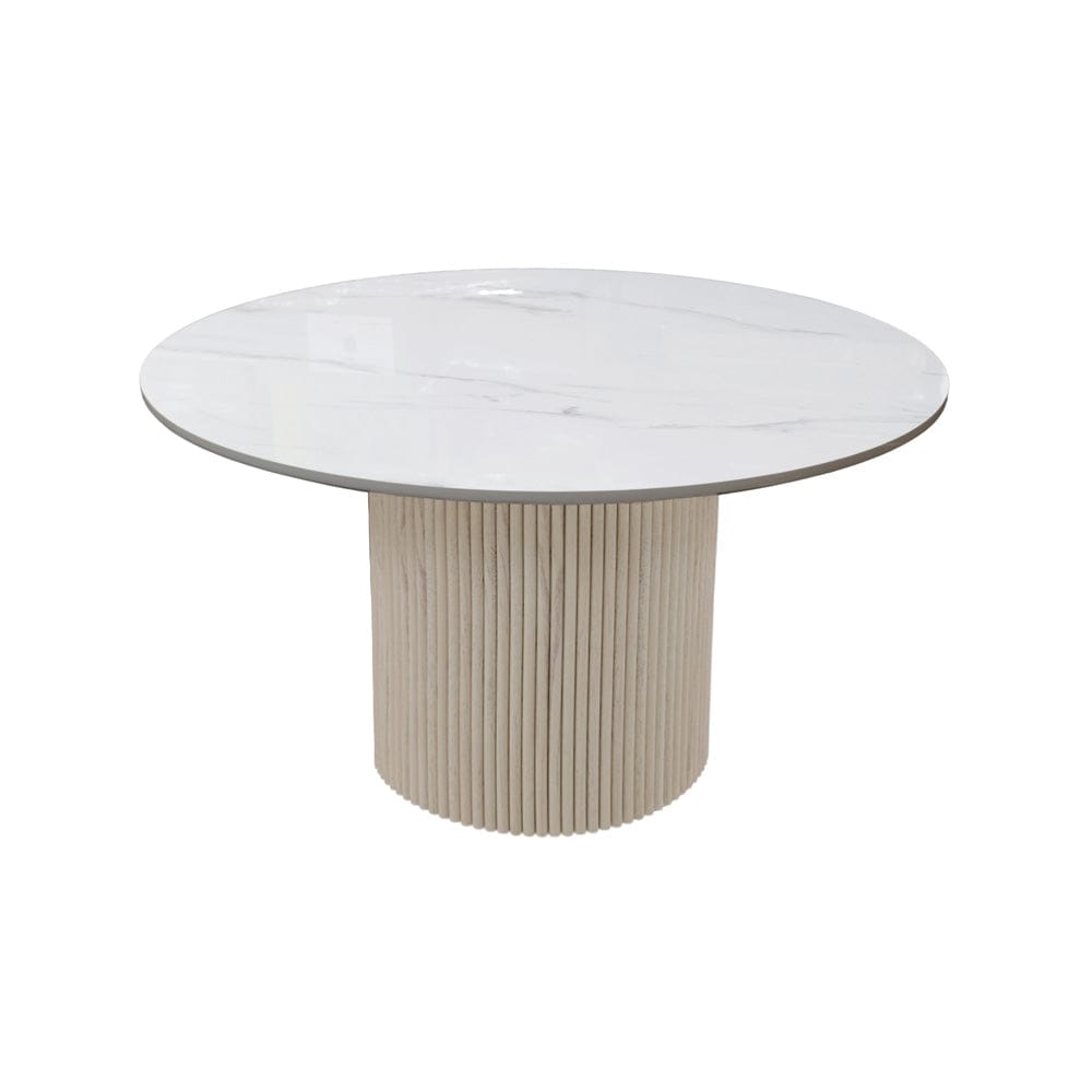 Alpine Furniture - Reba Quartz Top Round Dining Table, White Wash Base - 5868W-QUA-25 view 2
