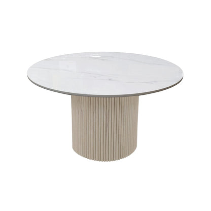 Alpine Furniture - Reba Quartz Top Round Dining Table, White Wash Base - 5868W-QUA-25 view 2