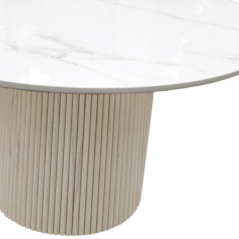 Alpine Furniture - Reba Quartz Top Round Dining Table, White Wash Base - 5868W-QUA-25 view 5