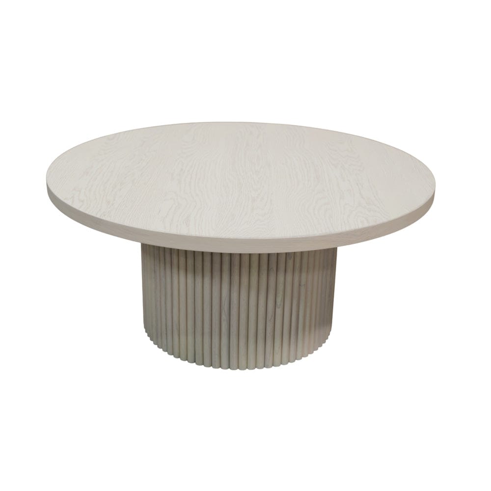 Alpine Furniture - Reba Round Cocktail Table, White Wash - 5868W-61 view 1