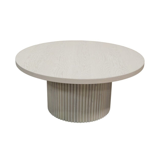 Alpine Furniture - Reba Round Cocktail Table, White Wash - 5868W-61 view 1