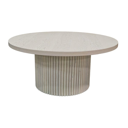 Alpine Furniture - Reba Round Cocktail Table, White Wash - 5868W-61 view 2