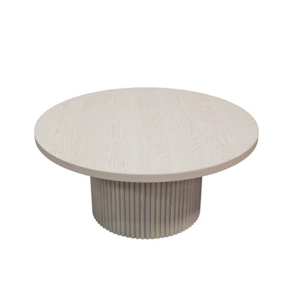 Alpine Furniture - Reba Round Cocktail Table, White Wash - 5868W-61 view 3